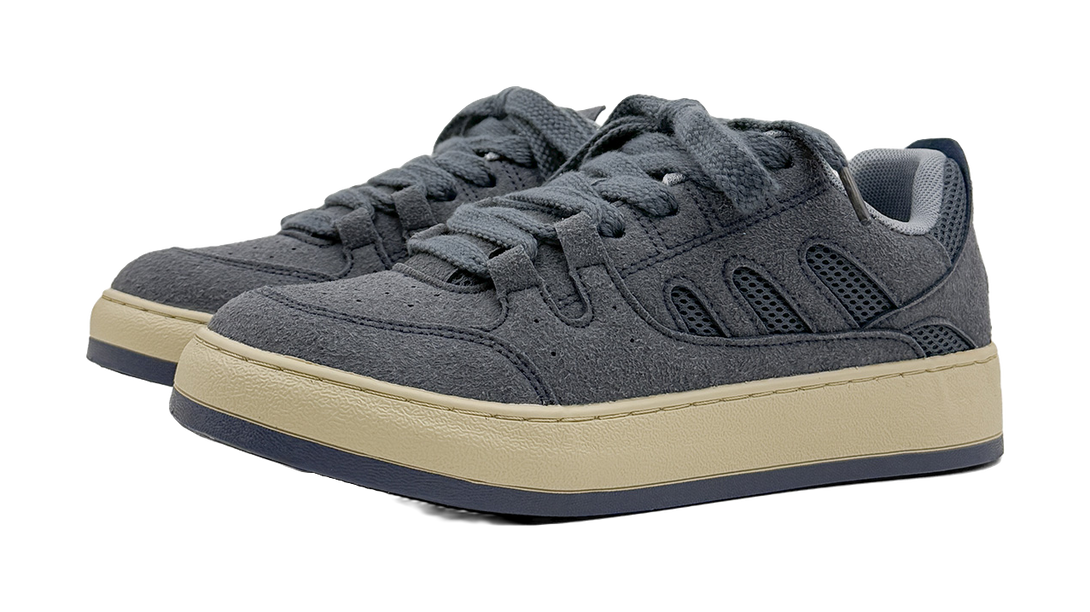 HUANQIU Slip Resistant Abrasion Resistant Low top Skateboard Shoes Men's Haze Blue 