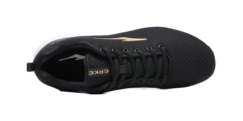 Erke Anti Slip And Wear Resistant Breathable Low Top Casual Running Shoes Men's Black Gold 
