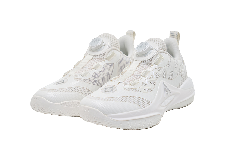 Rigorer Reeves second-generation AR2 Ghost lightweight, comfortable, fashionable, shock-absorbing, wear-resistant, breathable low cut sports basketball shoes for children in white and silver  VJSNEAKER