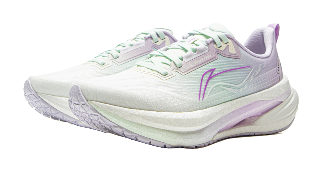 LiNing Shock Absorbers Slip Resistant Abrasion Resistant Breathable Low Top Running Shoes Women's White Purple 