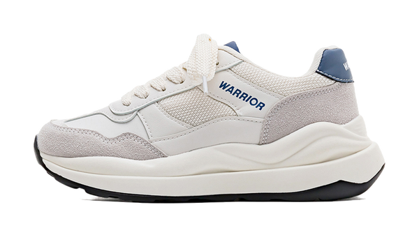 Warrior Cushioning Anti-Slip Wear-Resistant Breathable Height Increasing Low-Top Chunky Sneakers Unisex White Dark Blue 