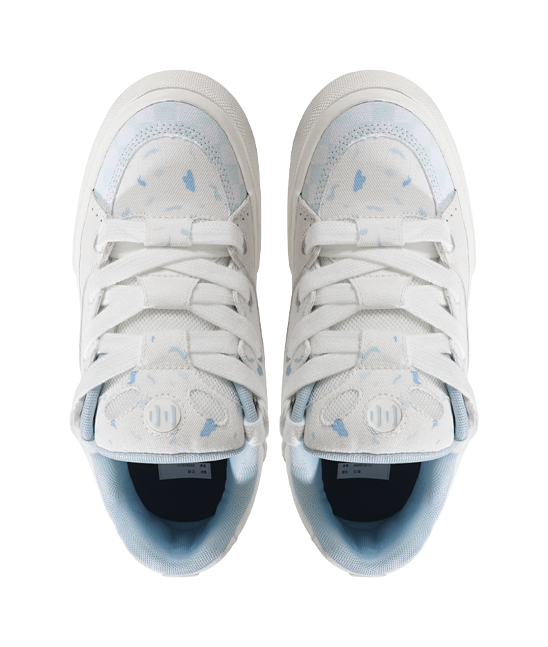 Ollieskate Slip Resistant, Abrasion Resistant, And Balanced Low Top Skateboard Shoes Unisex White Blue 