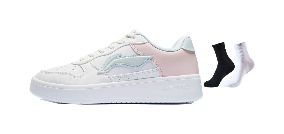 LINING Pontoon Boats Skateboard Shoes Women's Low top Mist White/Light Pink 