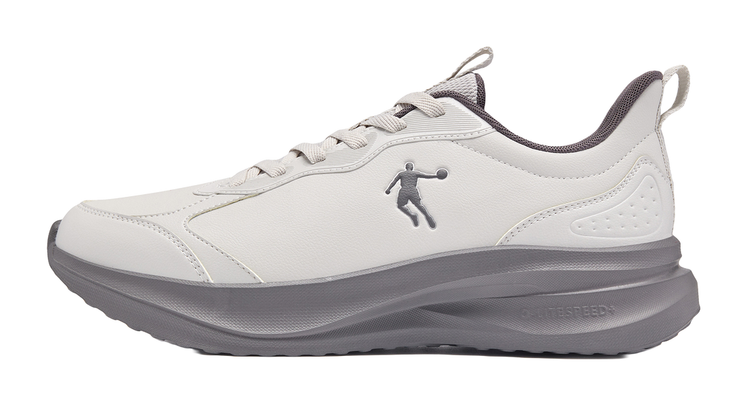 QIAODAN Cushioning, Wear Resistant Low top Casual Running Shoes Men's Light Gray Quiet Gray 