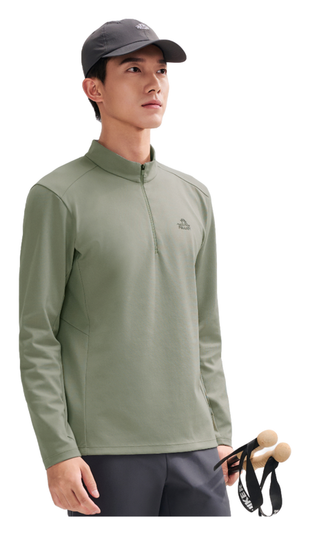 Boxi and PELLIOT outdoor long sleeved Polygiene antibacterial sports elastic top, casual, comfortable, skin friendly, warm, semi high neck sweatshirt, base T-shirt for men  vjsneaker.com