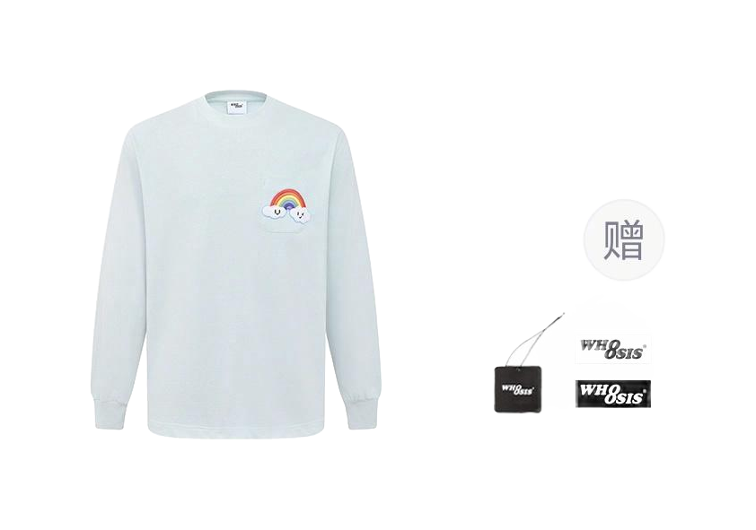 WHOOSIS weather series crochet pocket round neck long sleeve American China-Chic heavy weight casual loose spring autumn winter campus sweater T-shirt for men and women  vjsneaker.com