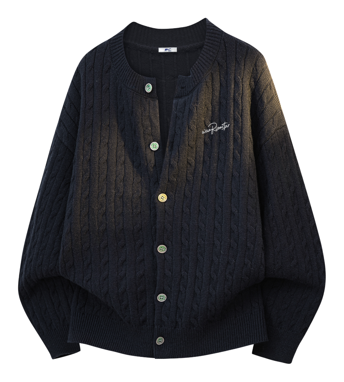 Warrior Power Simple Retro Cleanfit American Zipper Cardigan Basic Edition Warm, Soft, Comfortable Skin friendly Non stick Embroidered Sweater Knitted Sweater Unisex  vjsneaker.com