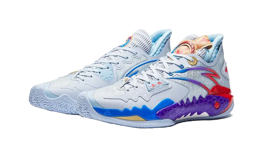ANTA Shock Wave 5 Basketball Shoes Mens Low top Blue Purple  vjsneaker.com