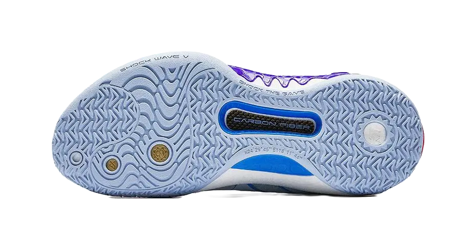 ANTA Shock Wave 5 Basketball Shoes Mens Low top Blue Purple  vjsneaker.com