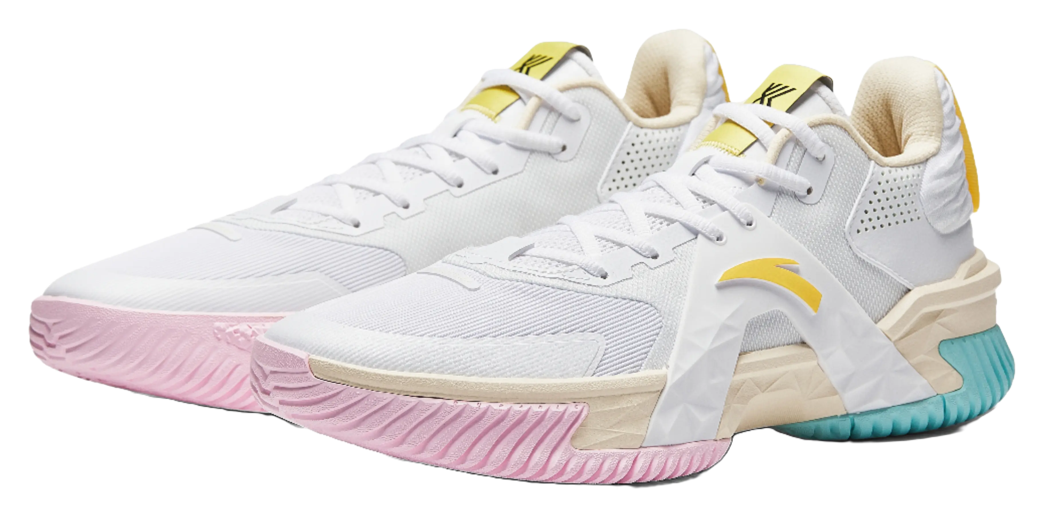 ANTA Space 5 Basketball Shoes Mens Low top Pure White/Light Sugar Yellow 