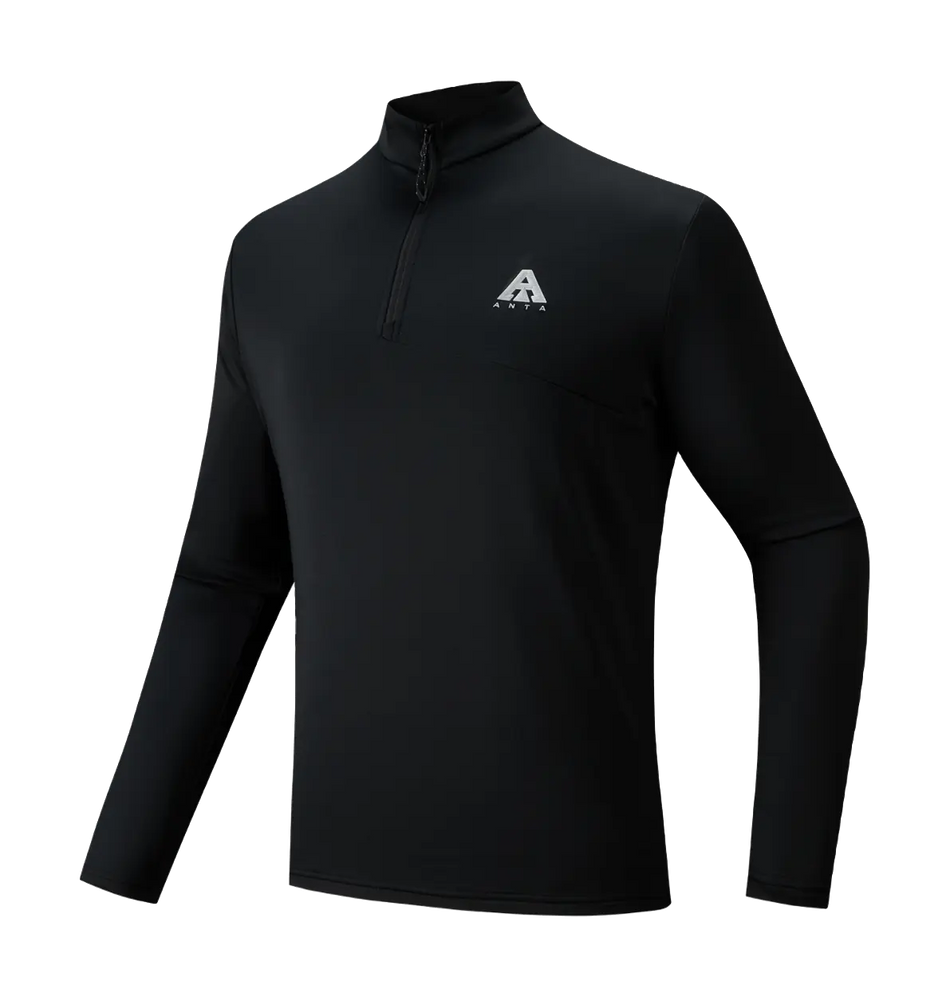 ANTA T Shirts Mens Basic Black 2 Stand Collar  VJSNEAKER