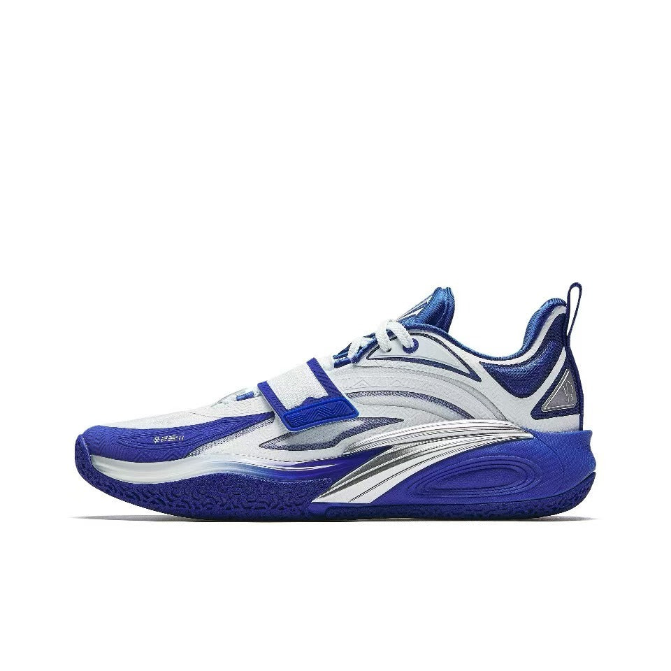 Left side view of ANTA KAI 1 Basketball Shoes Men Low-Top White Blue