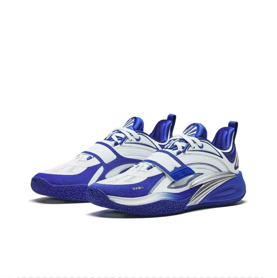 Side view of ANTA KAI 1 Basketball Shoes Men Low-Top White Blue