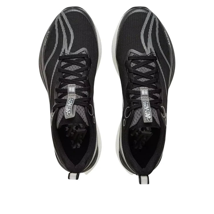 Li-Ning men's black running shoes, tongue and lace-up with logo tabs