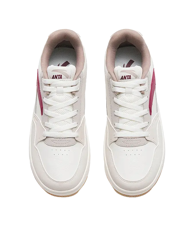 Anta 982 Anti Slip Wear Resistant Low Top Skateboard Shoes Women's White Gray 