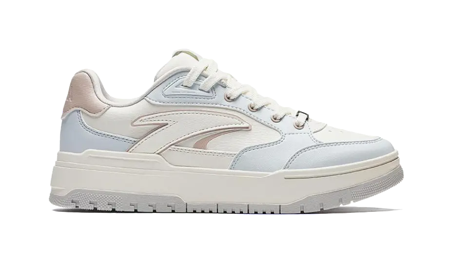 Anta 982 Slip Resistant Abrasion Resistant Low top Skateboard Shoes Women's White Blue 