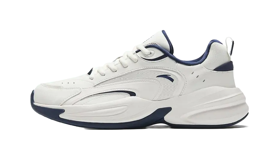 Anta ACE Slip Resistant Abrasion Resistant Low top Sports Casual Shoes Mens White Dark Blue  vjsneaker.com