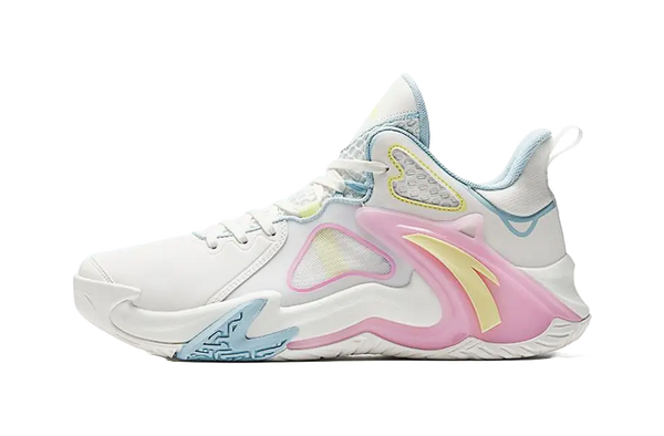 Anta Airspace 4 Slip Resistant Abrasion Resistant Low top Basketball Shoes Mens White Blue Pink 