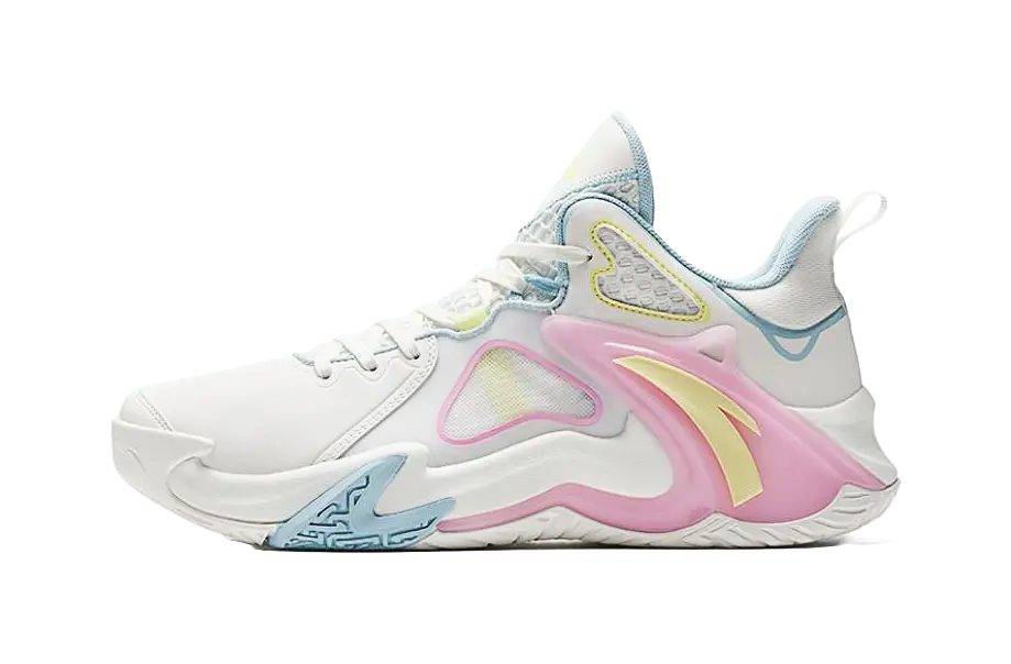 Anta Airspace 4 Slip Resistant Abrasion Resistant Low top Basketball Shoes Mens White Blue Pink 
