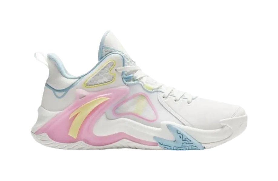 Anta Airspace 4 Slip Resistant Abrasion Resistant Low top Basketball Shoes Mens White Blue Pink 