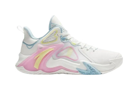 Anta Airspace 4 Men's Basketball Shoes - Slip & Abrasion Resistant Low Tops - White/Blue/Pink