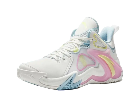 Anta Airspace 4 Men's Basketball Shoes - Slip & Abrasion Resistant Low Tops - White/Blue/Pink