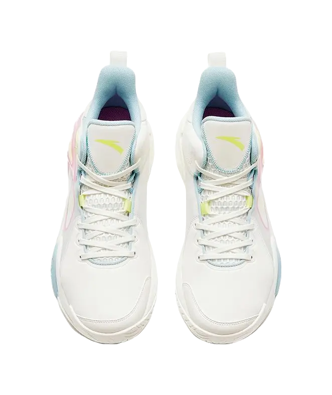 Anta Airspace 4 Men's Basketball Shoes - Slip & Abrasion Resistant Low Tops - White/Blue/Pink