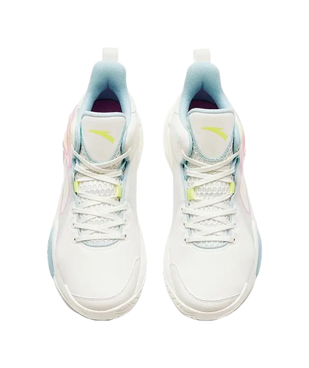 Anta Airspace 4 Men's Basketball Shoes - Slip & Abrasion Resistant Low Tops - White/Blue/Pink