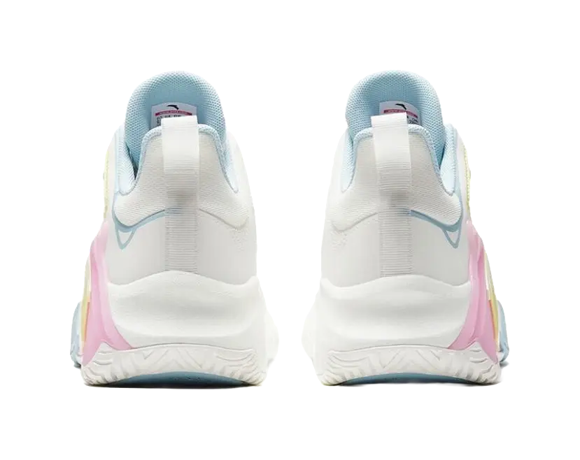 Anta Airspace 4 Slip Resistant Abrasion Resistant Low top Basketball Shoes Mens White Blue Pink 