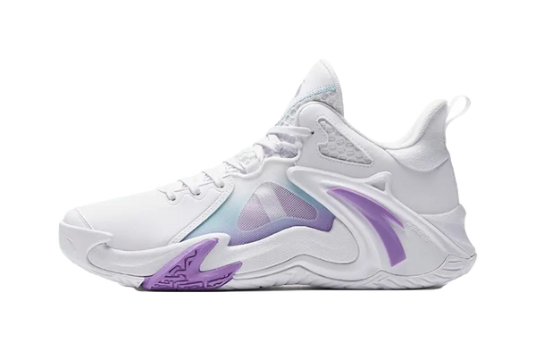 Anta Airspace 4 Slip Resistant Abrasion Resistant Low top Basketball Shoes Mens White Purple 