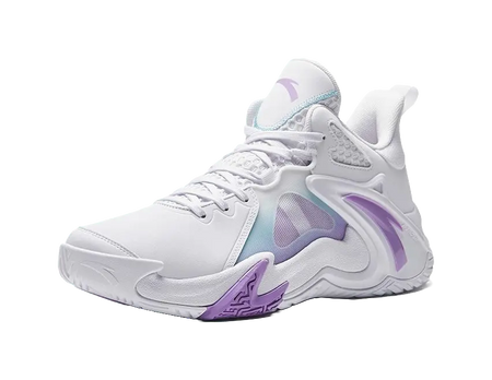 Anta Airspace 4 Slip Resistant Abrasion Resistant Low top Basketball Shoes Mens White Purple 
