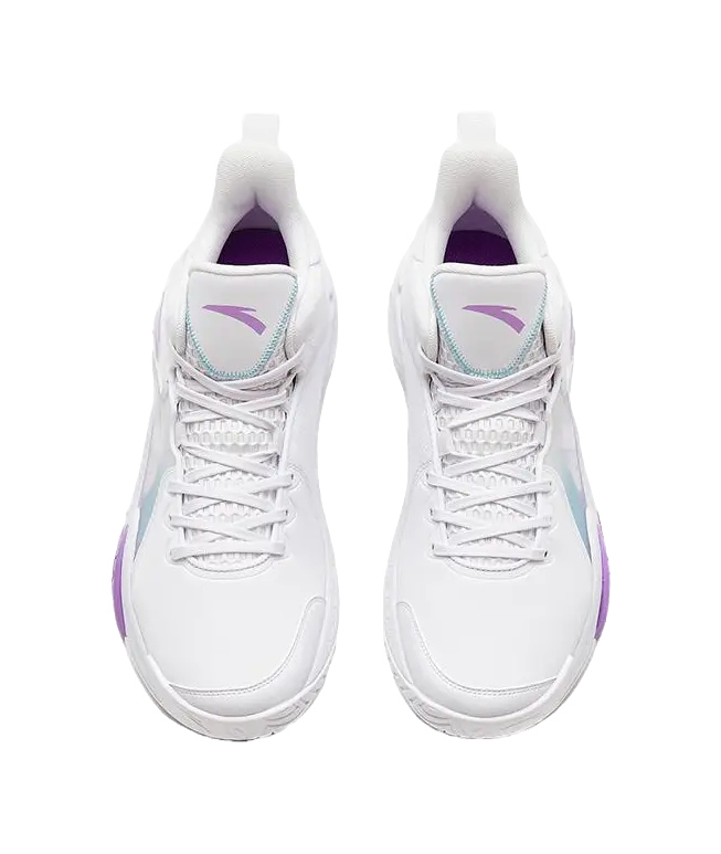 Anta Airspace 4 Slip Resistant Abrasion Resistant Low top Basketball Shoes Mens White Purple 