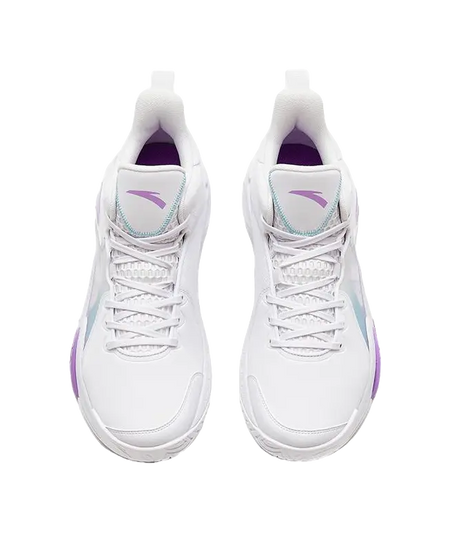 Anta Airspace 4 Slip Resistant Abrasion Resistant Low top Basketball Shoes Mens White Purple 