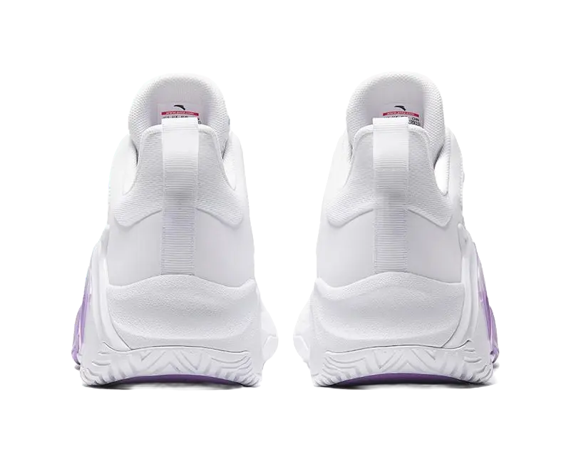Anta Airspace 4 Slip Resistant Abrasion Resistant Low top Basketball Shoes Mens White Purple 