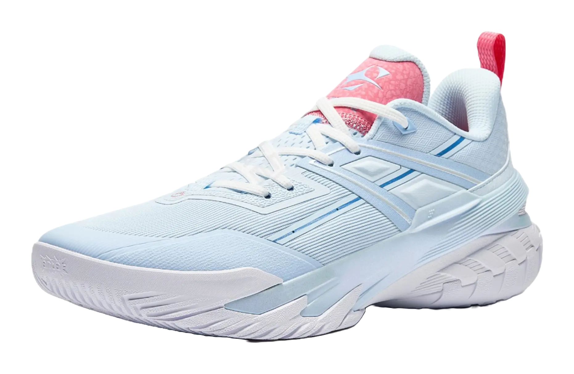 Anta Airspace 6 Cushioning Slip Resistant Anti Rollover Low top Basketball Shoes Mens Blue Pink  vjsneaker.com