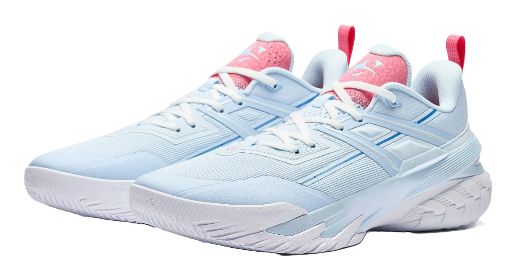 Anta Airspace 6 Cushioning Slip Resistant Anti Rollover Low top Basketball Shoes Mens Blue Pink  vjsneaker.com