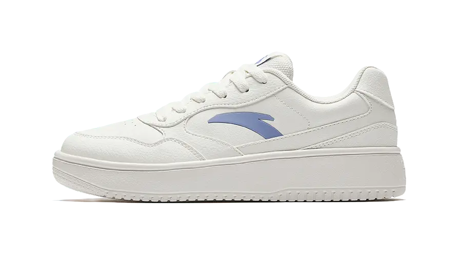 Anta Anti-Slip And Wear-Resistant Lightweight Height Increasing Low-Top Skateboard Shoes Women's White Blue 