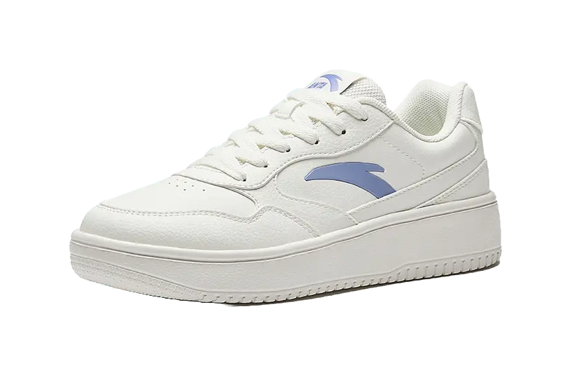 Anta Anti-Slip And Wear-Resistant Lightweight Height Increasing Low-Top Skateboard Shoes Women's White Blue 