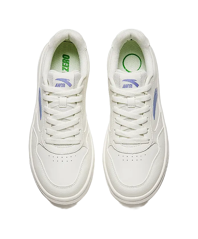 Anta Anti-Slip And Wear-Resistant Lightweight Height Increasing Low-Top Skateboard Shoes Women's White Blue 