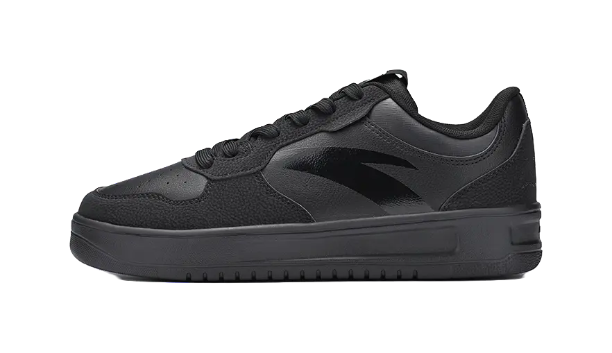Anta Classic Cushioning, Wear Resistant Low top Skateboard Shoes Men's Basic Black 