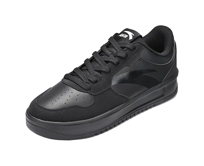 Anta Classic Cushioning, Wear Resistant Low top Skateboard Shoes Men's Basic Black 