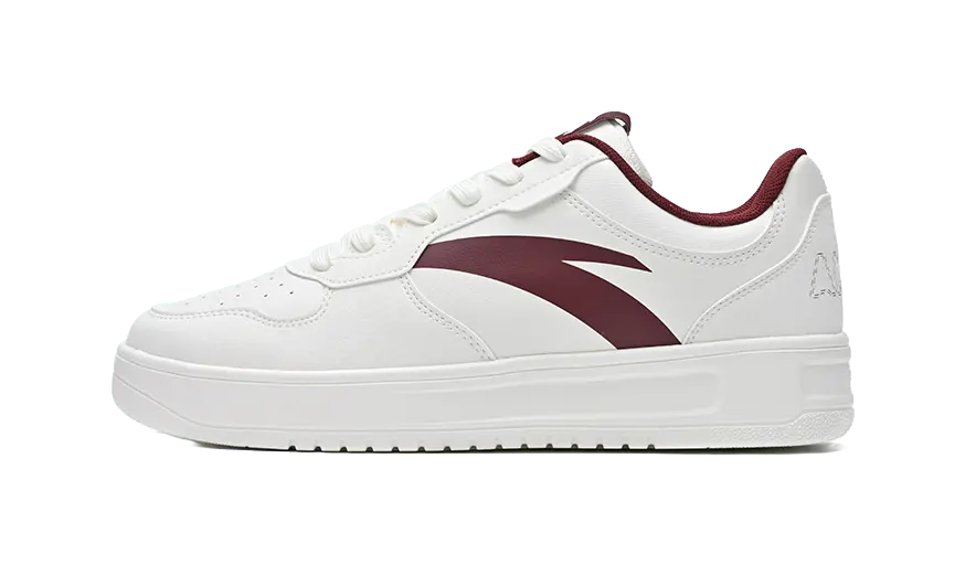 Anta Classic Cushioning, Wear Resistant Low top Skateboard Shoes Men's White Red 