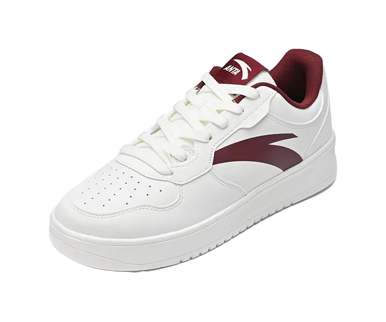 Anta Classic Cushioning, Wear Resistant Low top Skateboard Shoes Men's White Red 