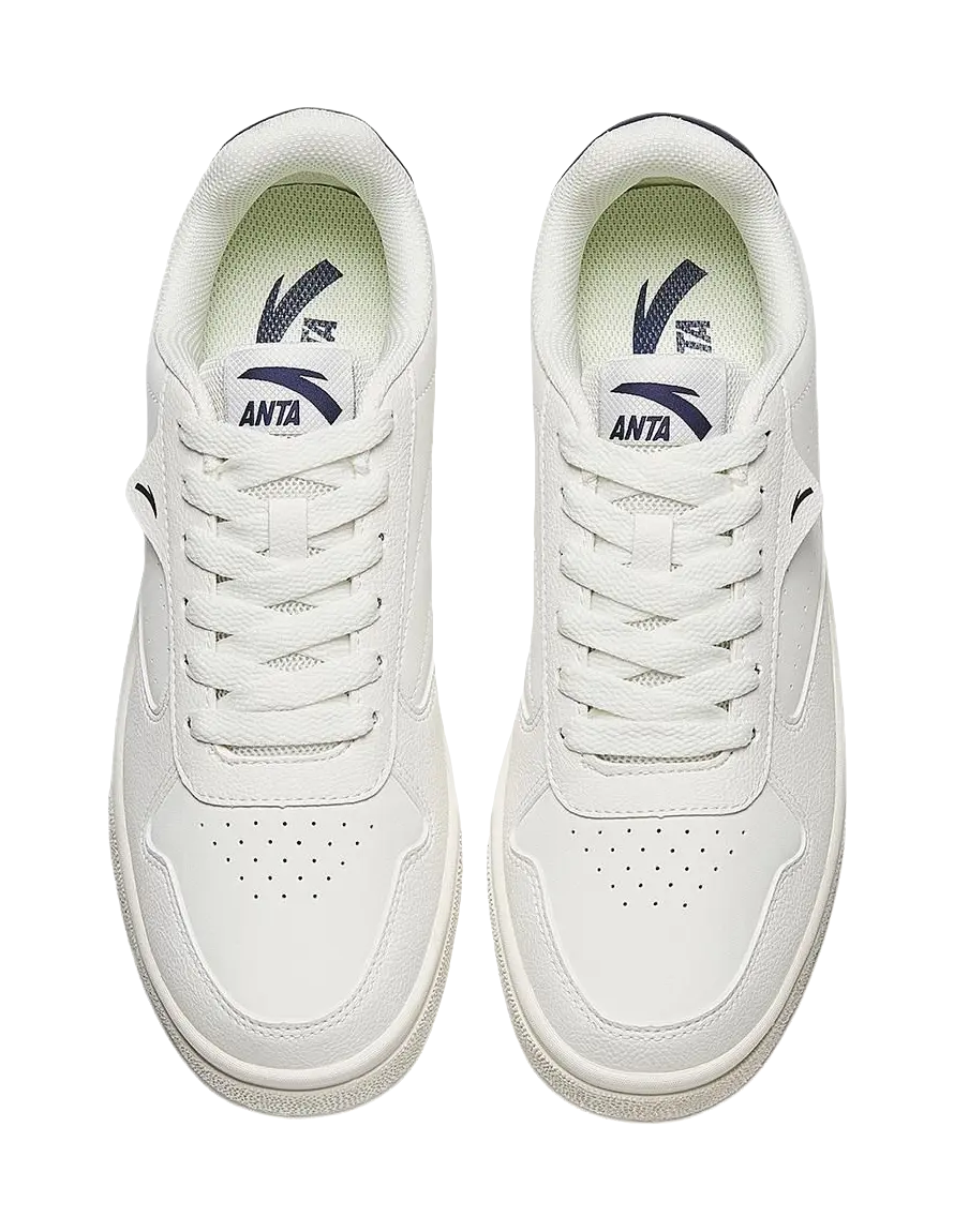 Anta Classic Non slip Lightweight Low top Skateboard Shoes Men's White Blue 
