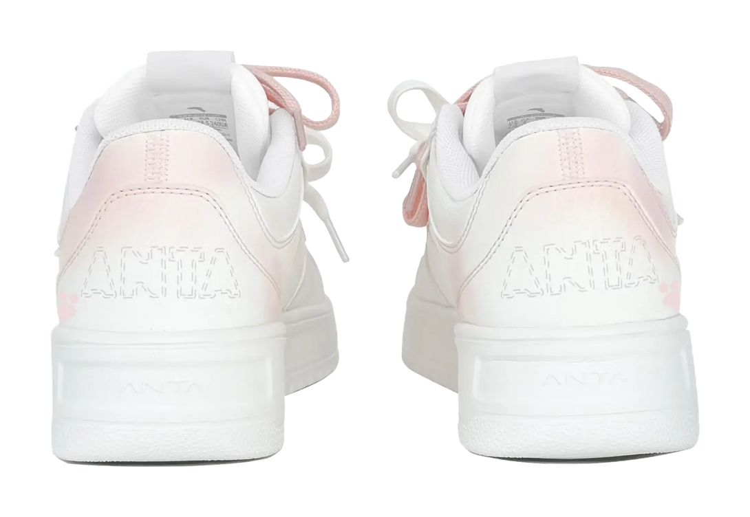 Anta Classic Slip Resistant Abrasion Resistant Low top Skateboard Shoes Women's White Pink 