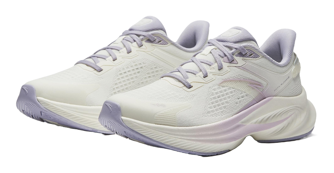 Anta Cushioning Anti-Slip And Wear-Resistant Height Increasing Low-Top Running Shoes Women's White Purple 