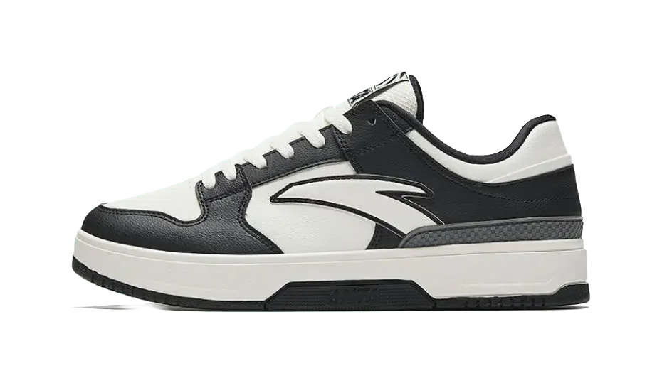 Anta Cushioning, Abrasion Resistant, Height Increasing Low top Skateboard Shoes Men's White Black 