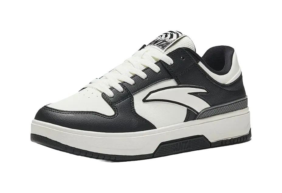 Anta Cushioning, Abrasion Resistant, Height Increasing Low top Skateboard Shoes Men's White Black 