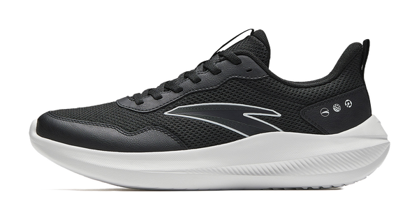 Anta Cushioning, Breathable, Slip Resistant Low top City Commute Running Shoes Men's Basic Black/Papyrus White 