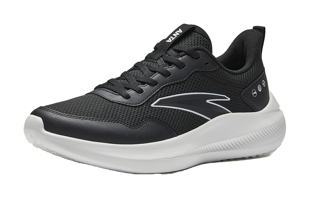 Anta Cushioning, Breathable, Slip Resistant Low top City Commute Running Shoes Men's Basic Black/Papyrus White 